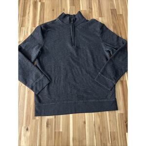 Banana Republic Charcoal Gray Quarter Zip Pullover Sweater Size Large 100%Cotton